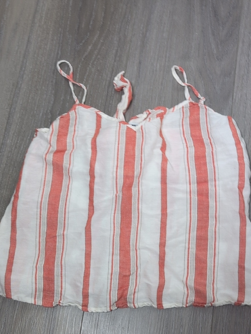 Express Striped Spaghetti Strap Tank - Coral and White